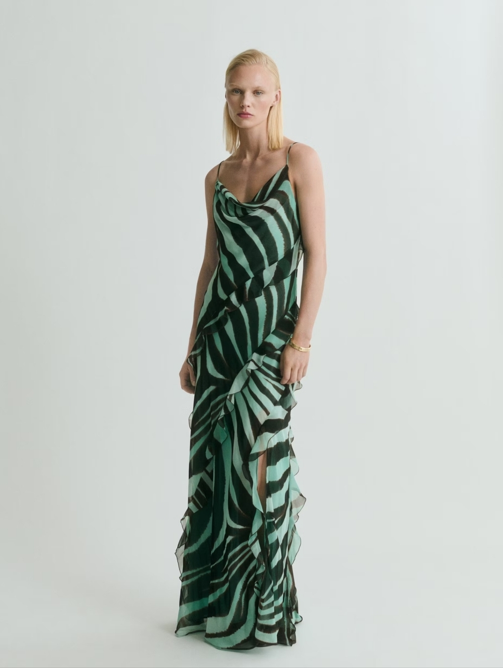 Zebra-print dress with ruffles